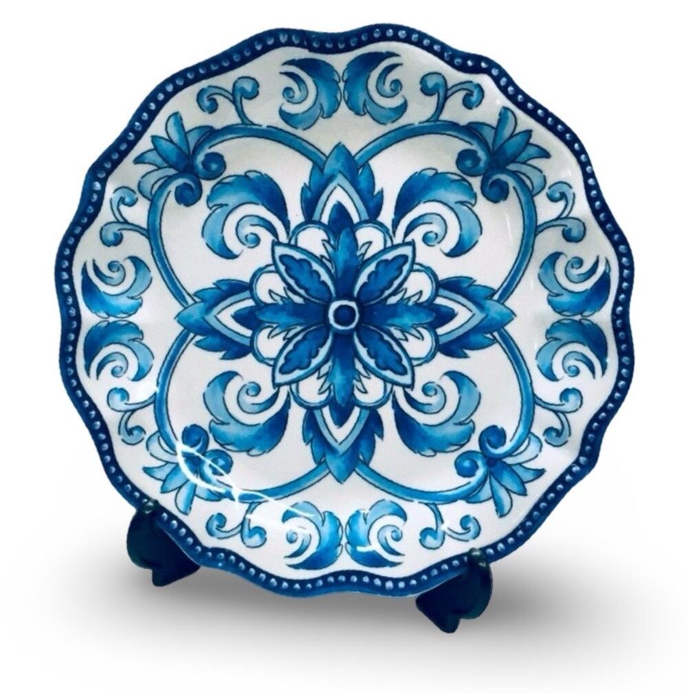 Molded Plastic Blue Decor Salad or Desert Plate